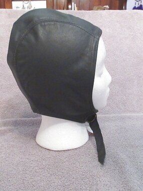 Vtg Black Leather Skull Cap Helmet Hat Liner Biker Moto Size S / M Henschel NOS